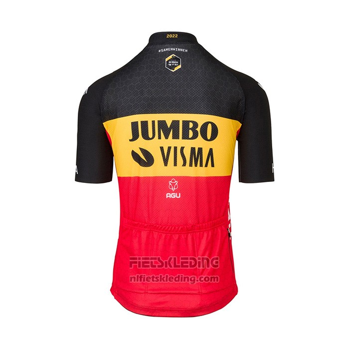 2022 Fietskleding Jumbo Visma Zwart Geel Rood Korte Mouwen en Koersbroek